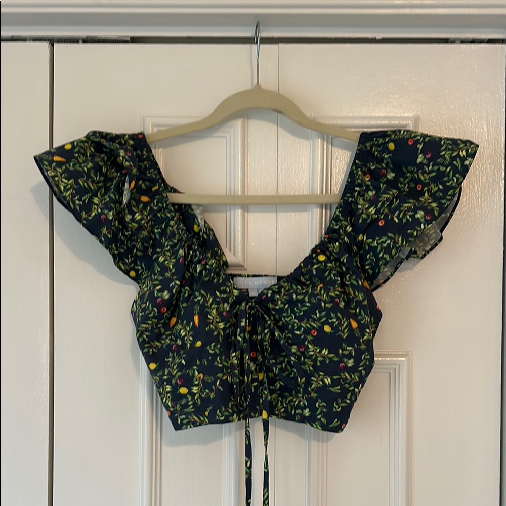 Hill House Floral Ruffle Sleeve Crop Top